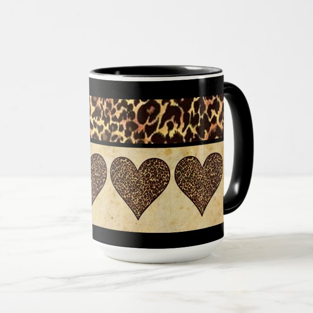 Caneca Cheetah Impressão com Coração (Frente Esquerda)
