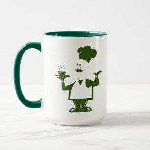 Caneca Chef segurando uma tigela de sopa