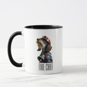 Caneca Chefe de Bombeiros de Cabelos-de-Fogo Dachshund
