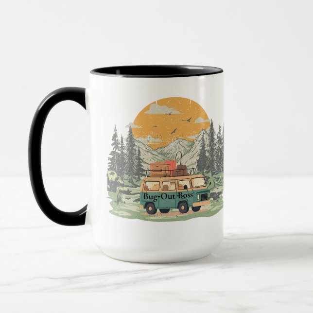 Caneca Chefe inseto Camper Van Adventure, nas montanhas (Esquerda)