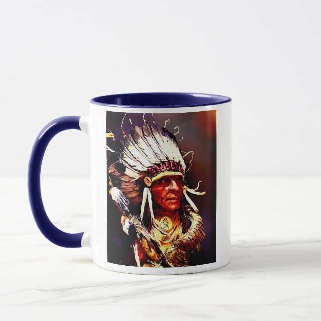 Caneca Chefe Kiowa nativo arte original (Esquerda)