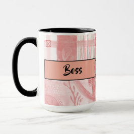 Caneca Chefe Lady Black Monograma Abstrato 3 Ringer 15oz