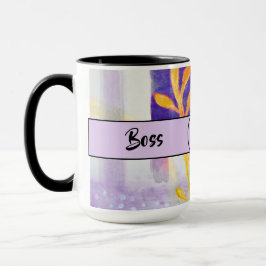 Caneca Chefe Lady Black Monograma Abstrato 3 Ringer 15oz