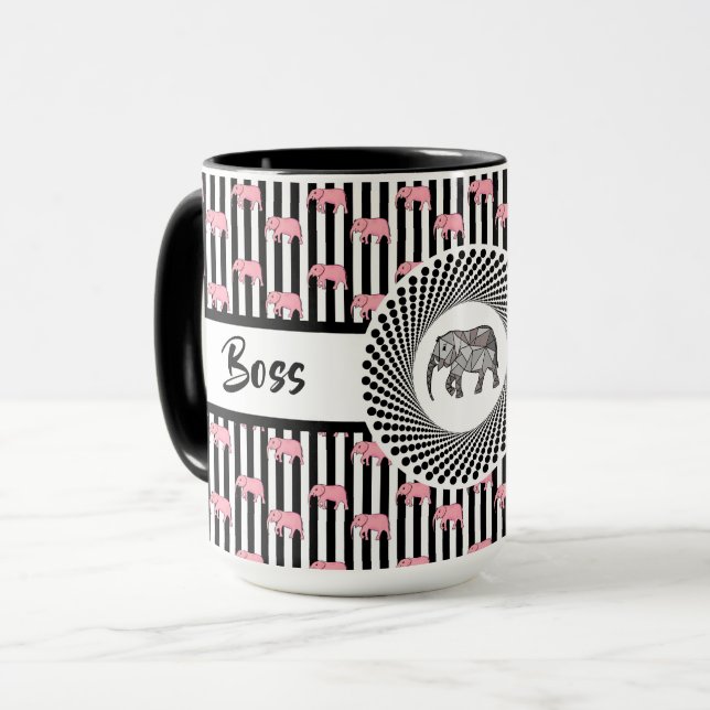 Caneca Chefe Lady Pink Elephants Ringer 15oz (Frente Esquerda)