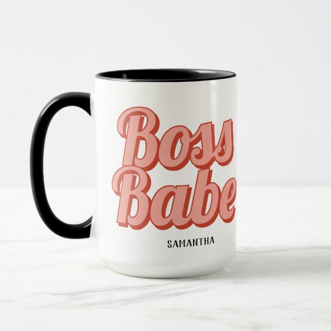 Caneca Chefe Lady Retro Nome personalizado Café Mug (Esquerda)