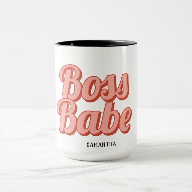 Caneca Chefe Lady Retro Nome personalizado Café Mug (Centro)