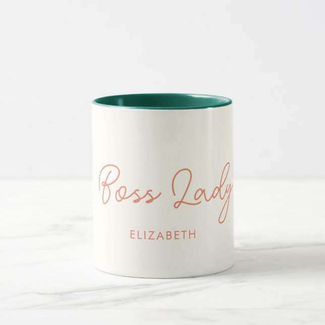 Caneca Chefe Lady Retro Nome Personalizado Coffee Mug (Centro)