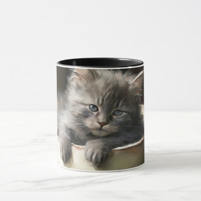 Caneca Cheio balde De Joy Doce Cinza Kitten (Centro)