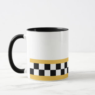 Caneca cheques estriados amarelos da mostarda