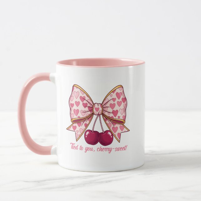 Caneca Cherry Bow Valentine’s Day Mug – Cute Kawaii Love  (Esquerda)