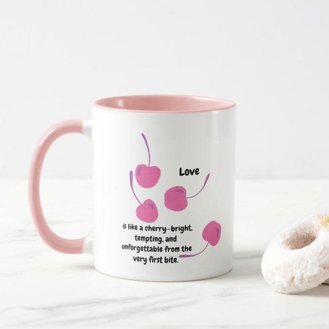 Caneca Cherry Love – Pop Art Cherries - Valentine’s Day (Com Donut)