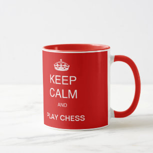 Caneca CHESS - mantenha a calma e jogue xadrez vermelho
