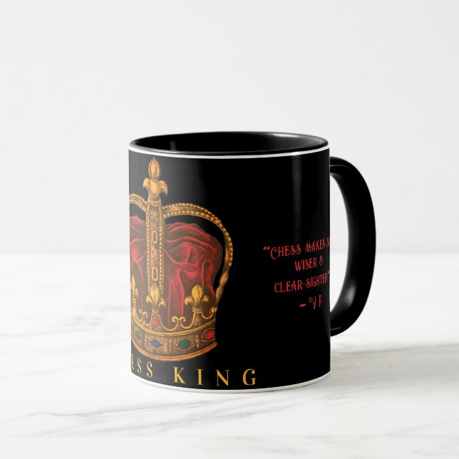 Caneca Chess Shakhmaty King Black Red Russo | (Frente Esquerda)