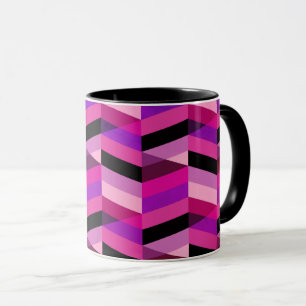 Caneca Chevron/Herringbone Abstrato Roxos e Violeta