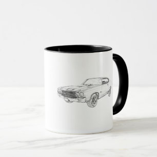 Caneca Chevy Chevelle Desenho de Lápis Preto e Branco