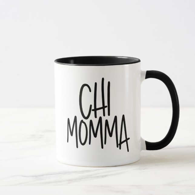 Caneca Chi Momma Cute, Silly, Chic Chihuahua Dog Mom (Direita)