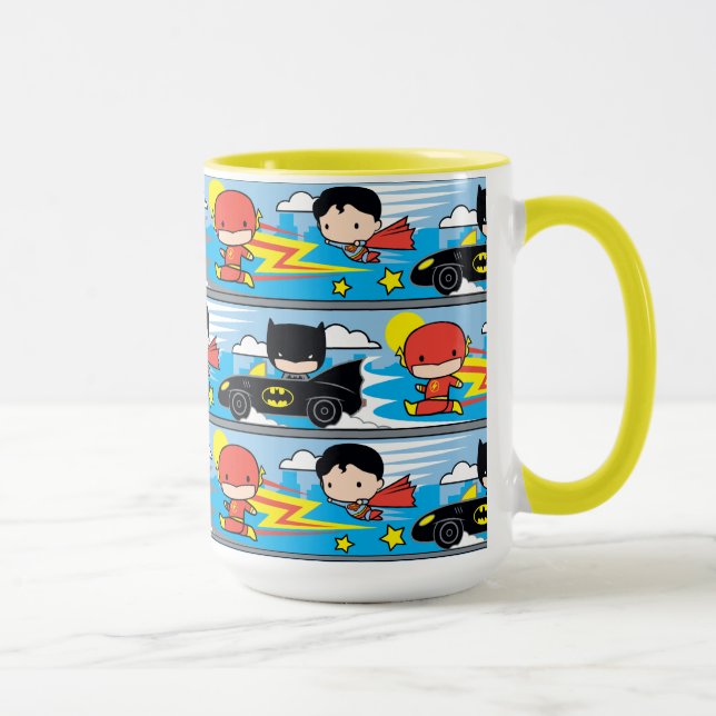 Caneca Chibi Flash, Super-Homem e Padrão de Corrida do Ba (Direita)