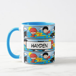Caneca Chibi Flash, Superman, and Batman Racing Pattern