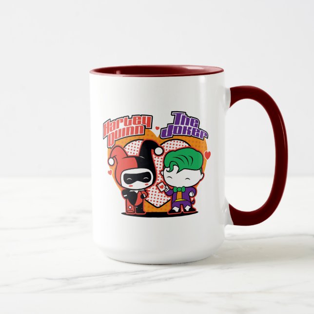 Caneca Chibi Harley Quinn & Chibi Joker Hearts (Direita)