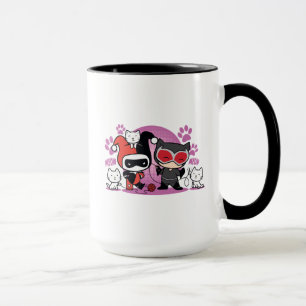 Caneca Chibi Harley Quinn e Chibi - Mulher Gato