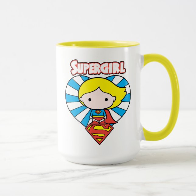 Caneca Chibi Supergirl Starburst Heart and Logo (Direita)