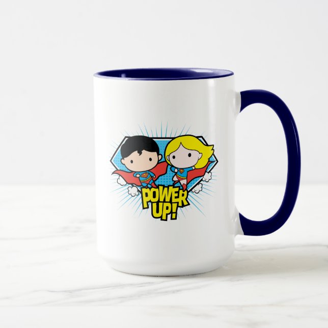 Caneca Chibi Superman e Chibi Supergirl Ligam! (Direita)