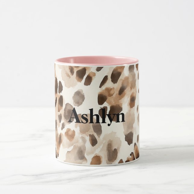 Caneca Chic Cream Brown Leopardo Impressão Animal (Centro)