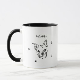 Caneca Chic French Bulldog Line Art: Edite seu texto