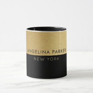 Caneca Chic Moderno Simples E Elegante Dourado E Preto