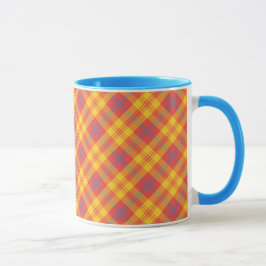 Caneca Chic Red Yellow e Blue Xadrez Coffee Mug
