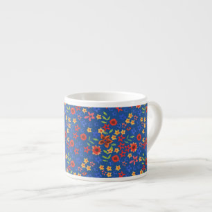 Caneca Chic Retro com Estampa Floral em Azul Espre