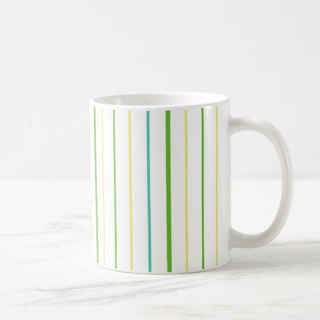 Caneca Chic Ringer Mug, Stripes, Verde, Turquesa, Amarelo (Direita)