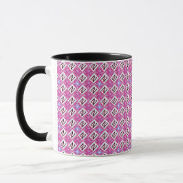 Caneca Chic Rosa Alfabeto Geométrico Inicial N