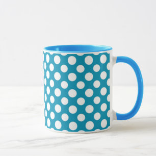 Caneca Chic White em Blue Jumbo Bolinhas Ringer Mug