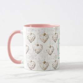 Caneca Chic White Heart Ornaments Monogram