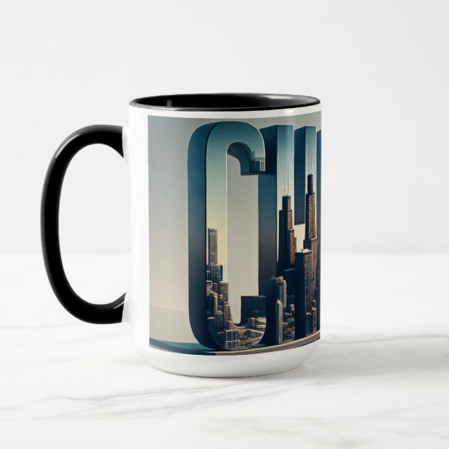 Caneca Chicago com Reflexão sobre Água (Esquerda)