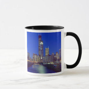 Caneca Chicago, Illinois, Skyline à noite com Chicago