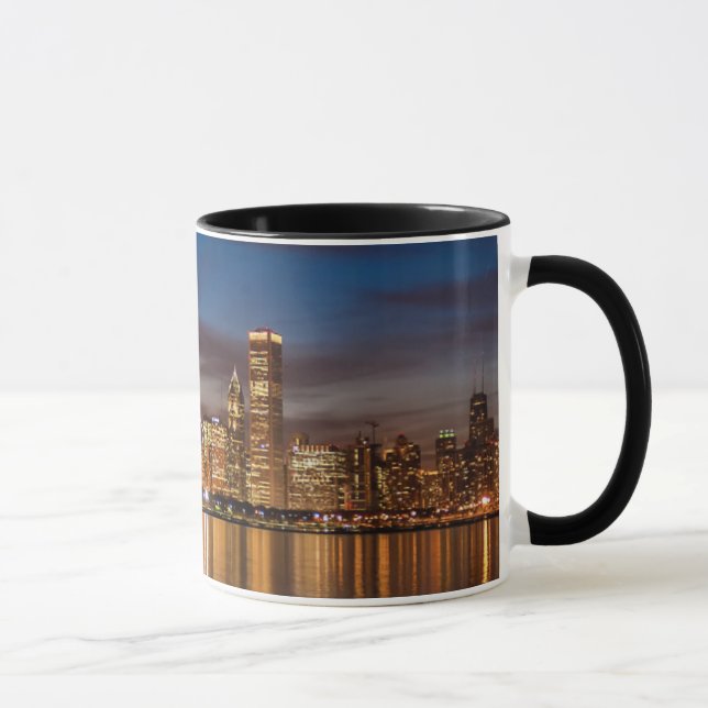 Caneca Chicago Skyline À Noite (Direita)