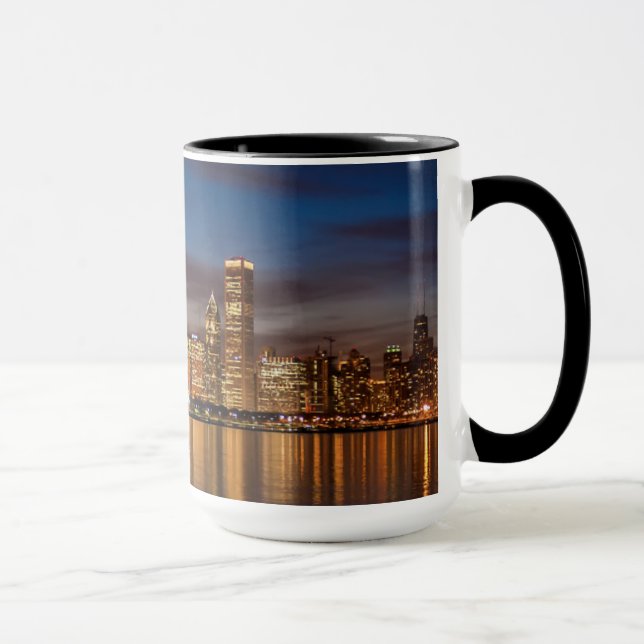 Caneca Chicago Skyline À Noite (Direita)