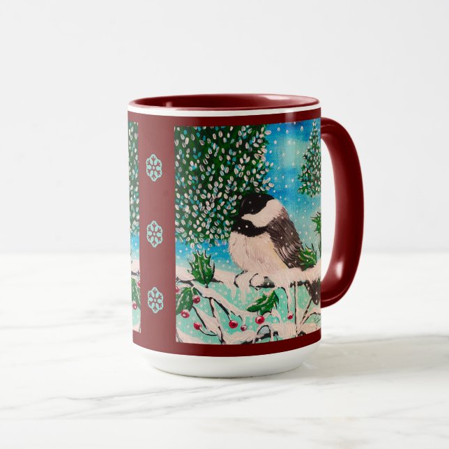 Caneca Chickadee Chatter Mug de Natal (Frente Esquerda)