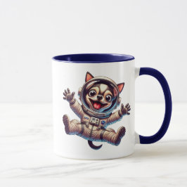 Caneca Chien astronaute flottant dans l’espace.