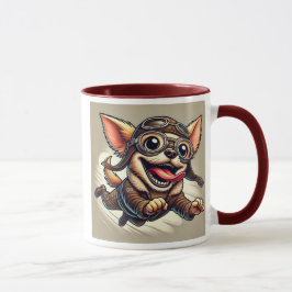 Caneca Chien Chihuahua aviateur dans les airs.