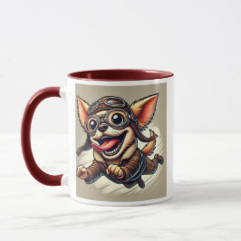 Caneca Chien Chihuahua aviateur dans les airs.
