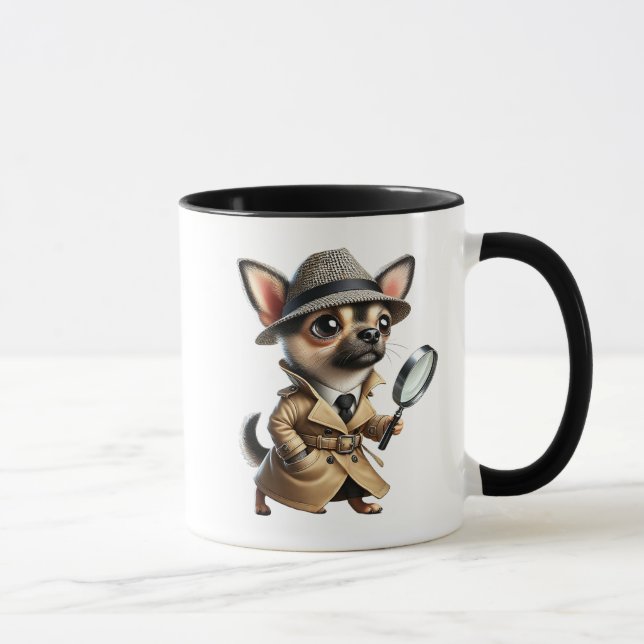Caneca Chien détective privé en pleine enquête. (Direita)