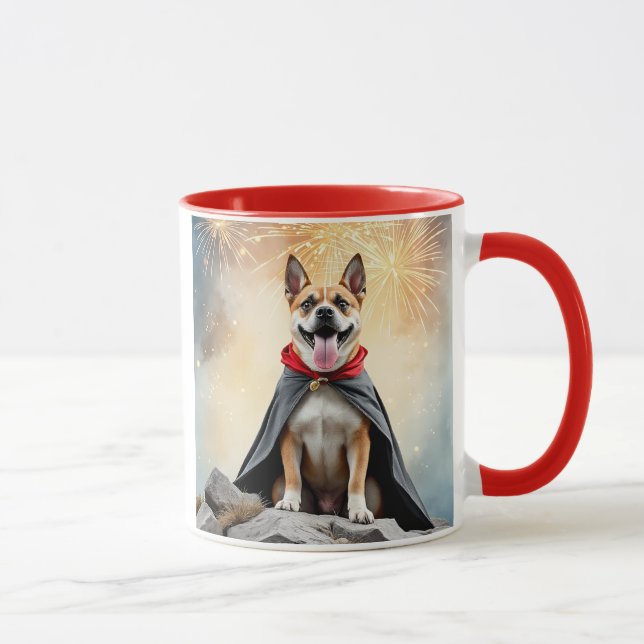 Caneca Chien héros sous les feux d'artifice. (Direita)