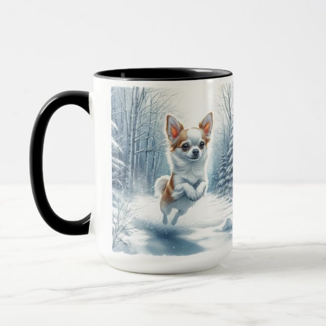 Caneca Chihuahua Christmas Snow Coffee Mug (Esquerda)