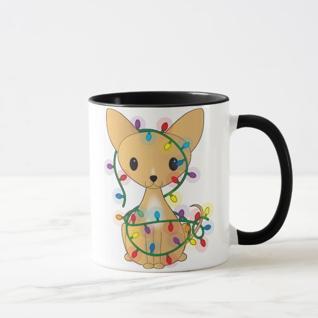 Caneca Chihuahua com luzes de Natal (Direita)