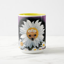 Caneca Chihuahua Puppy e Daisy Flowers Mug