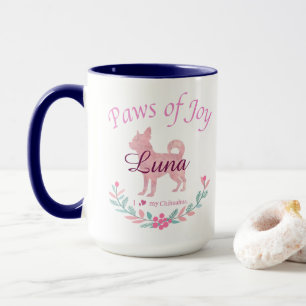 Caneca Chihuahua Rosa Pastel Moderno de Natal Personali