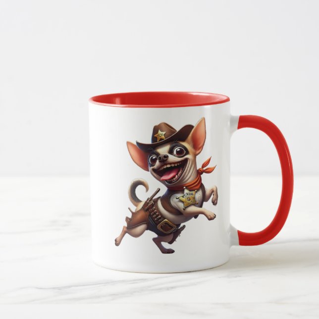 Caneca Chihuahua shérif du Far West avec son étoile. (Direita)